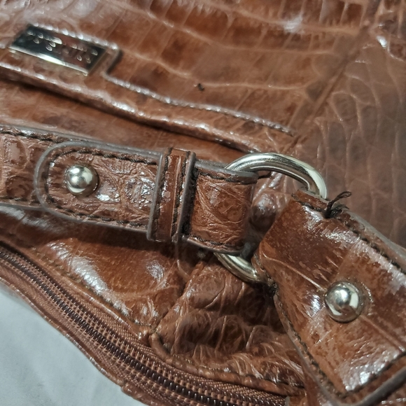 Nine & Co Shoulder Bag Purse Brown Embossed Print - Picture 10 of 11
